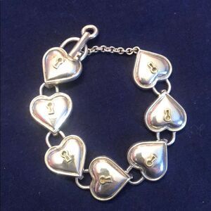 Tiffany Heart Key Hole Padlock Toggle Bracelet